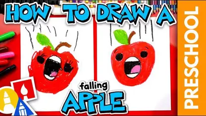 آموزش نقاشی به کودکان - سیب در حال سقوط با رنگ آمیزی
