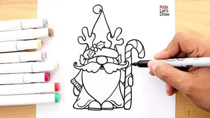 آموزش نقاشی به کودکان - یک گنوم کریسمس