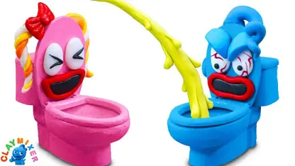 کارتون خمیر بازی این داستان - شوخی توالت صورتی و آبی