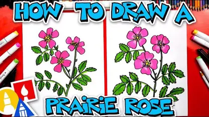 آموزش نقاشی به کودکان - گل رز چمن با رنگ آمیزی