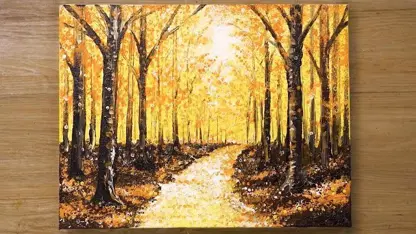 آموزش گام به گام نقاشی با رنگ اکرلیک - جنگل پاییزی