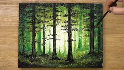آموزش نقاشی با رنگ اکرلیک با روش آسان " جنگل"