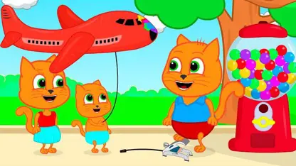 کارتون خانواده گربه با داستان - هواپیمای ساخته شده از آدامس
