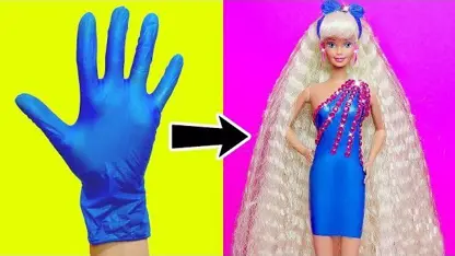 اموزش ترفند های ساخت لباس باربی با دستکش پلاستیک