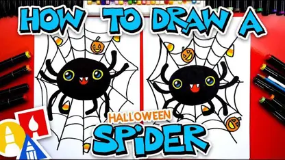 آموزش نقاشی به کودکان - یک عنکبوت هالووین با رنگ آمیزی