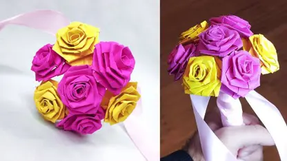 آموزش اوریگامی ساخت - گل های رز کاغذی رنگی برای سرگرمی