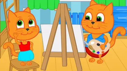 کارتون خانواده گربه با داستان - مدل هنری