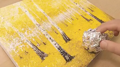 آموزش گام به گام نقاشی با تکنیک آلومینیوم - جنگل پاییزی