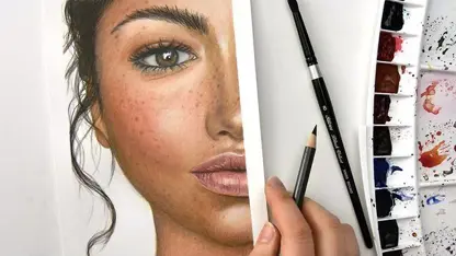 آموزش طراحی چهره با آبرنگ و مداد رنگی