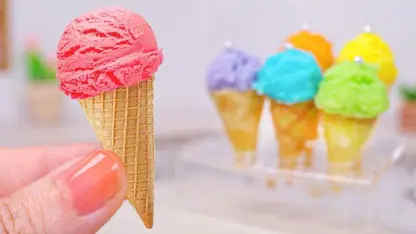 ترفند آشپزی مینیاتوری - بستنی رنگین کمان مینیاتوری