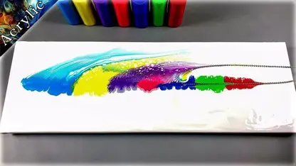 نقاشی با تکنیک ریختن رنگ روی بوم و استفاده از زنجیر