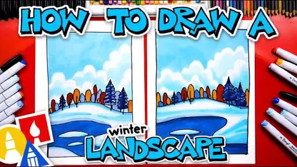 آموزش نقاشی به کودکان - یک منظره زمستانی با رنگ آمیزی