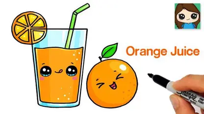 آموزش نقاشی به کودکان - نوشیدنی پرتقالی با رنگ آمیزی