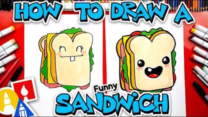 آموزش نقاشی کودکان - ساندویچ خنده دار با رنگ آمیزی