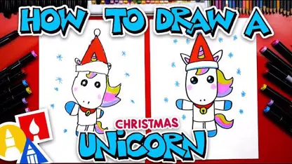 آموزش نقاشی به کودکان - تکشاخ کریسمس با رنگ آمیزی