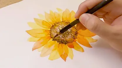 آموزش نقاشی با آبرنگ برای مبتدیان - کشیدن گل آفتابگردان