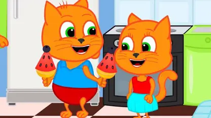 کارتون خانواده گربه با داستان - بستنی میوه ای خانگی
