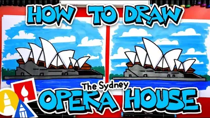 آموزش نقاشی به کودکان - خانه اپرای سیدنی با رنگ آمیزی