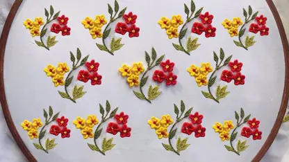 دست گلدوزی ریزه گل در یک ویدیو