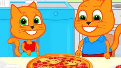 کارتون خانواده گربه با داستان - پیتزای خانگی