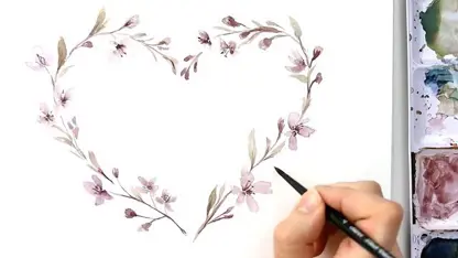 آموزش نقاشی یک تاج گل با آبرنگ برای روز ولنتاین