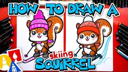 آموزش نقاشی به کودکان - یک سنجاب اسکی با رنگ آمیزی