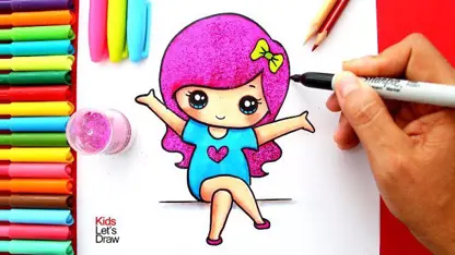 آموزش نقاشی کودکان "دخترک خوشحال و زیبا"