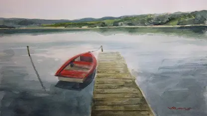 آموزش گام به گام نقاشی با آبرنگ با تکنیک های آسان - قایق قرمز