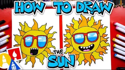 آموزش نقاشی به کودکان - یک خورشید خنده دار با رنگ آمیزی