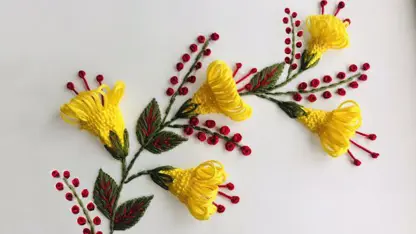 گلدوزی با دست - گلدوزی گل های زرد در یک نگاه