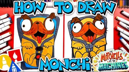 آموزش نقاشی به کودکان - سگ مونچی با رنگ آمیزی