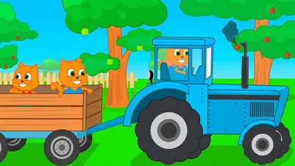 کارتون خانواده گربه این داستان - تراکتور آبی با تریلر