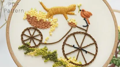 آموزش گلدوزی - دوچرخه و گربه برای سرگرمی