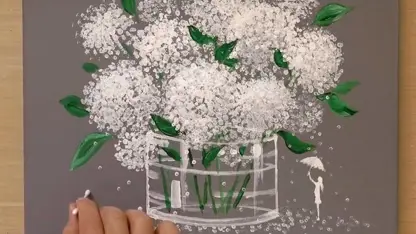 آموزش نقاشی با تکنیک آسان برای مبتدیان - نحوه کشیدن گلدان گل سفید