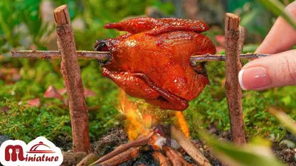 آشپزی مینیاتوری - مرغ کامل کباب شده برای سرگرمی