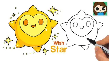 آموزش نقاشی به کودکان - ترسیم ستاره آرزو با رنگ آمیزی