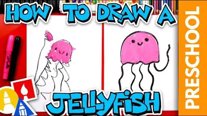 آموزش نقاشی به کودکان - چتر دریایی با رنگ آمیزی