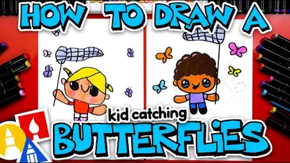 آموزش نقاشی به کودکان - در حال گرفتن پروانه ها با رنگ آمیزی