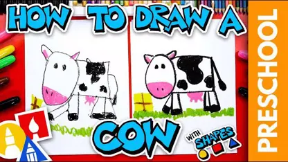 آموزش نقاشی به کودکان - یک گاو بزرگ با رنگ آمیزی