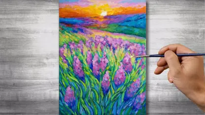 آموزش نقاشی با رنگ روغن برای مبتدیان - مزرعه گل زیبا