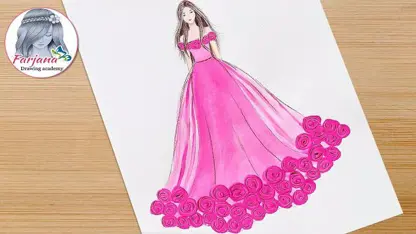 آموزش طراحی با مداد برای مبتدیان - دختری با لباس زیبا