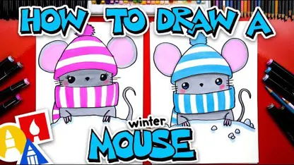 آموزش نقاشی به کودکان - موش زمستانی با رنگ آمیزی