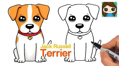 آموزش نقاشی به کودکان - توله سگ جک راسل با رنگ آمیزی