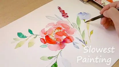 آموزش نقاشی با آبرنگ برای مبتدیان - آهسته ترین نقاشی گل آبرنگ