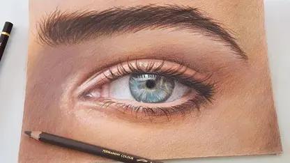 اموزش سریع نقاشی چشم با مداد رنگی