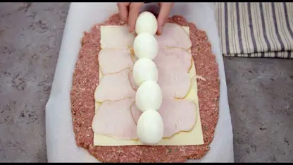 طرز تهیه نان گوشت پر شده با تخم مرغ بسیار شیک