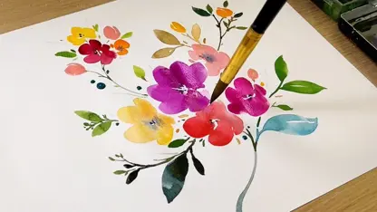 آموزش نقاشی - نقاشی ساده با آبرنگ گل در یک نگاه