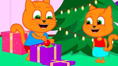 کارتون خانواده گربه با داستان - اسباب بازی های رنگی کریسمس