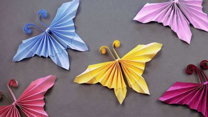 آموزش اوریگامی ساخت پروانه های رنگی در چند دقیقه