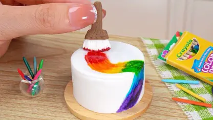 ترفند آشپزی مینیاتوری کیک - تزیین کیک رنگین کمانی